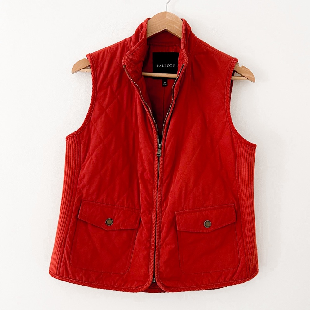 Talbots quilted red vest